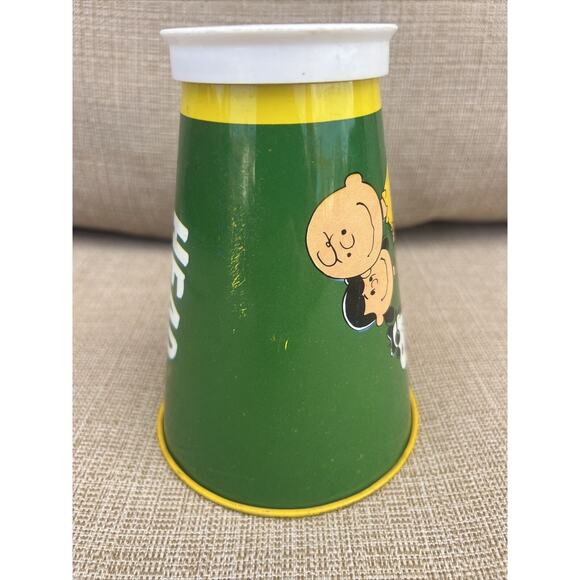 1970 PEANUTS SNOOPY HEAD BEAGLE TIN LITHO GREEN MEGAPHONE CHEIN CHARLIE BROWN - Picture 6 of 8